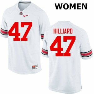 Women's Ohio State Buckeyes #47 Justin Hilliard White Nike NCAA College Football Jersey Cheap OHU4844WY